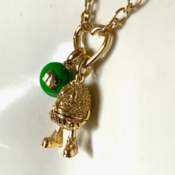 Kate Spade M&M Statement Necklace Green Peanut Pendant Novelty Box Gift - Picture 6 of 11